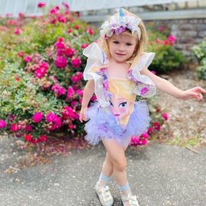 New York Couture Toddler Disney ELSA One of a Kind Tutu Ruffle Dress Romper